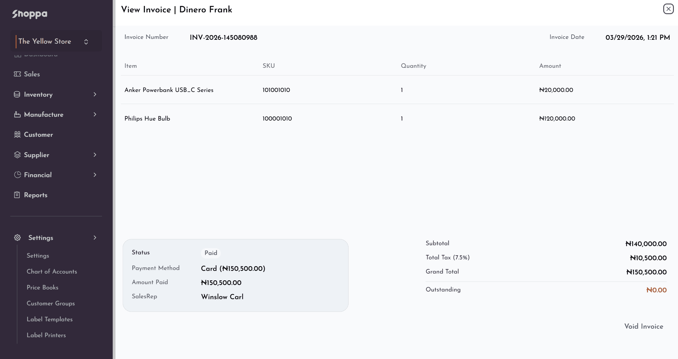 Shoppa: Invoice like a pro.